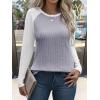 imageANRABESS Womens Long Sleeve Tops Ribbed Knit Color Block Shirts Lightweight Sweaters 2025 Fall Outfits BlousesGrey Black