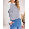 imageANRABESS Womens Long Sleeve Tops Ribbed Knit Color Block Shirts Lightweight Sweaters 2025 Fall Outfits BlousesGrey Black