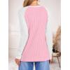 imageANRABESS Womens Long Sleeve Tops Ribbed Knit Color Block Shirts Lightweight Sweaters 2025 Fall Outfits BlousesPink Yarrow White