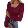 imageANRABESS Long Sleeve Shirts for Women Scoop Neck Tops 2025 Fall Trendy Casual Knit Slim Fit Textured BlousesBurgundy