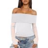 imageANRABESS Off Shoulder Tops for Women Mesh Long Sleeve Floral Lace Slim Fit Blouses Shirts 2025 Y2K Going Out Fall ClothesWhite