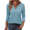 imageANRABESS Womens 34 Length Sleeve Tops V Neck Basic Tee Shirts 2025 Spring Summer Dressy Casual Tunic Blouses OutfitsLake Blue