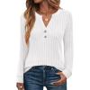 imageANRABESS Womens Long Sleeve Henley Shirts 2025 Fall Tunic Tops Ribbed Knit Lightweight Sweaters Dressy Casual Blouse OutfitsWhite