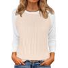 imageANRABESS Womens Long Sleeve Tops Ribbed Knit Color Block Shirts Lightweight Sweaters 2025 Fall Outfits BlousesTan White