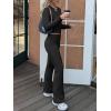 imageANRABESS Women 2 Piece Outfits Fall Lounge Sets Long Sleeve Cropped Top Fold Over Flare Pants Comfy Pajamas Set Y2K ClothesBlack