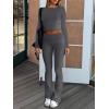 imageANRABESS Women 2 Piece Outfits Fall Lounge Sets Long Sleeve Cropped Top Fold Over Flare Pants Comfy Pajamas Set Y2K ClothesDeep Grey