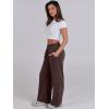 imageANRABESS Women Asymmetric High Waist Wide Straight Leg Sweatpants with Pockets 2024 Fall Trendy Sweat Jogger PantsCoffee