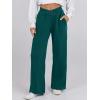 imageANRABESS Women Asymmetric High Waist Wide Straight Leg Sweatpants with Pockets 2024 Fall Trendy Sweat Jogger PantsGreen