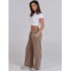 imageANRABESS Women Asymmetric High Waist Wide Straight Leg Sweatpants with Pockets 2024 Fall Trendy Sweat Jogger PantsLight Brown