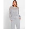imageANRABESS Womens 2 Piece Outfits Crochet Sheer Knit Sweater Top Wide Leg Pants Lounge Sets Sweatsuit 2025 Fall Travel ClothesLight Grey