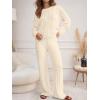 imageANRABESS Womens Fuzzy Fleece Pajama Set 2 Piece Outfits Lounge Knit Oversized Sweater Pj Sets 2025 Fall Winter LoungewearBeige