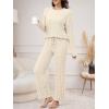 imageANRABESS Womens Fuzzy Fleece Pajama Set 2 Piece Outfits Lounge Knit Oversized Sweater Pj Sets 2025 Fall Winter LoungewearBeige