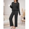 imageANRABESS Womens Fuzzy Fleece Pajama Set 2 Piece Outfits Lounge Knit Oversized Sweater Pj Sets 2025 Fall Winter LoungewearBlack