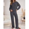 imageANRABESS Womens Fuzzy Fleece Pajama Set 2 Piece Outfits Lounge Knit Oversized Sweater Pj Sets 2025 Fall Winter LoungewearDeep Gray