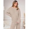 imageANRABESS Womens Fuzzy Fleece Pajama Set 2 Piece Outfits Lounge Knit Oversized Sweater Pj Sets 2025 Fall Winter LoungewearLight Khaki