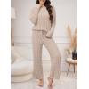 imageANRABESS Womens Fuzzy Fleece Pajama Set 2 Piece Outfits Lounge Knit Oversized Sweater Pj Sets 2025 Fall Winter LoungewearLight Khaki