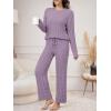 imageANRABESS Womens Fuzzy Fleece Pajama Set 2 Piece Outfits Lounge Knit Oversized Sweater Pj Sets 2025 Fall Winter LoungewearPurple