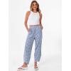 imageANRABESS Womens Gingham Striped Palazzo Pants Wide Leg Pajama Lounge Crop Pants Plaid PJ Bottoms Casual Trousers with PocketsBlue White Plaid