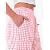 imageANRABESS Womens Gingham Striped Palazzo Pants Wide Leg Pajama Lounge Crop Pants Plaid PJ Bottoms Casual Trousers with PocketsPink White Plaid