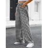 imageANRABESS Womens Striped Gingham Pants 2025 Pajama Drawstring Wide Leg Lounge Plaid Pants Cute Casual Trousers with PocketsBlack White Plaid
