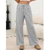 imageANRABESS Womens Striped Gingham Pants 2025 Pajama Drawstring Wide Leg Lounge Plaid Pants Cute Casual Trousers with PocketsBlack White Stripe