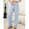 imageANRABESS Womens Striped Gingham Pants 2025 Pajama Drawstring Wide Leg Lounge Plaid Pants Cute Casual Trousers with PocketsBlue White Stripe