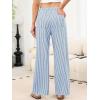 imageANRABESS Womens Striped Gingham Pants 2025 Pajama Drawstring Wide Leg Lounge Plaid Pants Cute Casual Trousers with PocketsBlue White Stripe