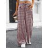 imageANRABESS Womens Striped Gingham Pants 2025 Pajama Drawstring Wide Leg Lounge Plaid Pants Cute Casual Trousers with PocketsBrown White Plaid