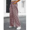 imageANRABESS Womens Striped Gingham Pants 2025 Pajama Drawstring Wide Leg Lounge Plaid Pants Cute Casual Trousers with PocketsBrown White Plaid