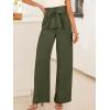 imageANRABESS Womens Wide Leg Palazzo Pants Belted High Waisted Business Casual Flowy Long Trousers with PocketsArmy Green