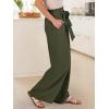 imageANRABESS Womens Wide Leg Palazzo Pants Belted High Waisted Business Casual Flowy Long Trousers with PocketsArmy Green