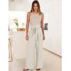 imageANRABESS Womens Wide Leg Palazzo Pants Belted High Waisted Business Casual Flowy Long Trousers with PocketsBeige