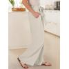 imageANRABESS Womens Wide Leg Palazzo Pants Belted High Waisted Business Casual Flowy Long Trousers with PocketsBeige