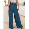 imageANRABESS Womens Wide Leg Palazzo Pants Belted High Waisted Business Casual Flowy Long Trousers with PocketsDeep Bule