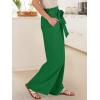imageANRABESS Womens Wide Leg Palazzo Pants Belted High Waisted Business Casual Flowy Long Trousers with PocketsGreen