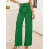 imageANRABESS Womens Wide Leg Palazzo Pants Belted High Waisted Business Casual Flowy Long Trousers with PocketsGreen