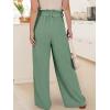 imageANRABESS Womens Wide Leg Palazzo Pants Belted High Waisted Business Casual Flowy Long Trousers with PocketsLight Green