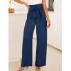 imageANRABESS Womens Wide Leg Palazzo Pants Belted High Waisted Business Casual Flowy Long Trousers with PocketsNavy Blue