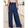 imageANRABESS Womens Wide Leg Palazzo Pants Belted High Waisted Business Casual Flowy Long Trousers with PocketsNavy Blue