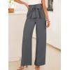 imageANRABESS Womens Wide Leg Palazzo Pants Belted High Waisted Business Casual Flowy Long Trousers with PocketsSmoky Grey