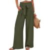 imageANRABESS Womens Wide Leg Palazzo Pants Belted High Waisted Business Casual Flowy Long Trousers with PocketsArmy Green