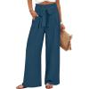 imageANRABESS Womens Wide Leg Palazzo Pants Belted High Waisted Business Casual Flowy Long Trousers with PocketsDeep Bule