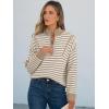 imageANRABESS Sweaters for Women Striped Half Zip Long Sleeve Ribbed Knit Pullover Comfy Casual Lightweight Tops 2025 Fall FashionStriped White Khaki