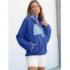 imageANRABESS Women Fuzzy Fleece Pullover Sherpa Sweatshirt Long Sleeve Button Down Warm Soft Color Block Jackets with PocketsBlue Mixed