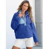 imageANRABESS Women Fuzzy Fleece Pullover Sherpa Sweatshirt Long Sleeve Button Down Warm Soft Color Block Jackets with PocketsBlue Mixed