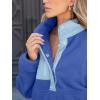 imageANRABESS Women Fuzzy Fleece Pullover Sherpa Sweatshirt Long Sleeve Button Down Warm Soft Color Block Jackets with PocketsBlue Mixed
