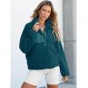 imageANRABESS Women Fuzzy Fleece Pullover Sherpa Sweatshirt Long Sleeve Button Down Warm Soft Color Block Jackets with PocketsCyan