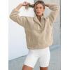 imageANRABESS Women Fuzzy Fleece Pullover Sherpa Sweatshirt Long Sleeve Button Down Warm Soft Color Block Jackets with PocketsLight Khaki