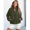 imageANRABESS Women Fuzzy Fleece Pullover Sherpa Sweatshirt Long Sleeve Button Down Warm Soft Color Block Jackets with PocketsOlive