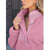 imageANRABESS Women Fuzzy Fleece Pullover Sherpa Sweatshirt Long Sleeve Button Down Warm Soft Color Block Jackets with PocketsPink